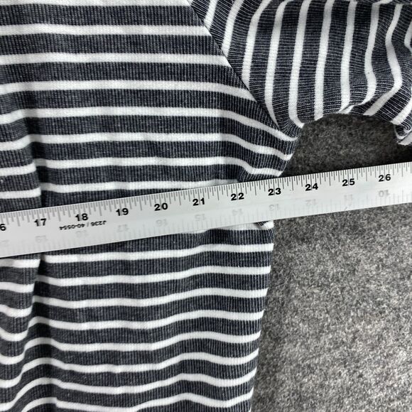 Karen Scott Cardigan Women 2XL Gray Striped Open Front 3/4 Sleeve Pockets Cotton - Picture 5 of 7